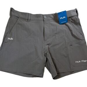 Huk Fishing Shorts Mens 3XL Gray Performance Stretch Utility Angler NWT